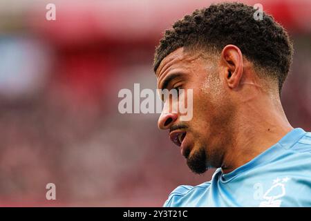 Morgan Gibbs White in Nottingham Forest im Spiel der Premier League zwischen Liverpool und Nottingham Forest in Anfield, Liverpool am Samstag, den 14. September 2024. (Foto: Steven Halliwell | MI News) Credit: MI News & Sport /Alamy Live News Stockfoto