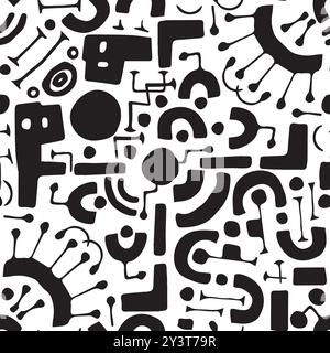 Handgezeichnetes Doodle-Fantasy-Muster. Vektorillustration auf weißem Hintergrund Stock Vektor