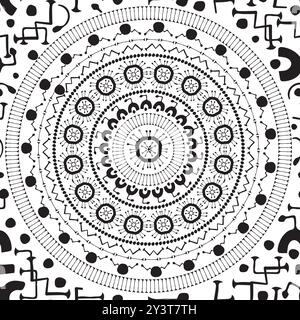 Nahtloses Muster in der Mandala-Linie. Vektor-schwarzer weißer geometrischer Hintergrund, der zum Ausmalen von Büchern oder Postern verwendet werden kann Stock Vektor