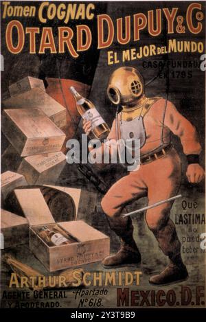 FRANKREICH. CHARENTE (16) WEINGARTEN COGNAC. STADT COGNAC. COGNAC OTARD HAUS UND SCHLOSS. ALTES PLAKAT FÜR OTARD-WERBEKAMPAGNE Stockfoto