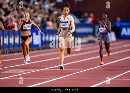 Brüssel, Frankreich. September 2024. BRÜSSEL, FRANKREICH - 14. SEPTEMBER: Sydney McLaughlin, USA. Teilnahme am Finale der Wanda Diamond League im King Baudouin Stadium am 14. September 2024 in Brüssel. (Foto von Lars van Hoeven/Orange Pictures) Credit: dpa/Alamy Live News Stockfoto