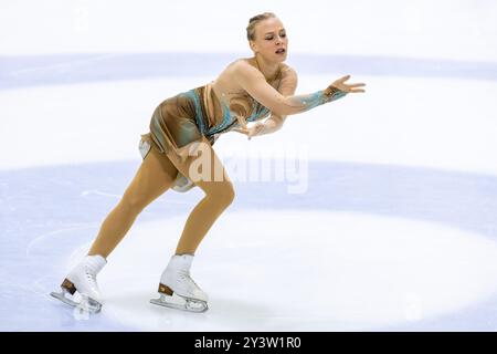 Niina PETROKINA (EST) während des Free Skating Women am 14. September 2024 im IceLab Bergamo, Italien, während der Challenger Series Lombardia Trophy, Eislaufwettbewerb in Bergamo, Italien, 14. September 2024 Stockfoto