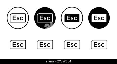 ESC-Symbol Logo-Vektorkontur in Schwarz-weiß Stock Vektor