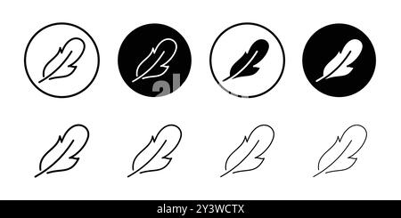 Federsymbol Logozeichen Vektorumrandung in Schwarz-weiß Stock Vektor
