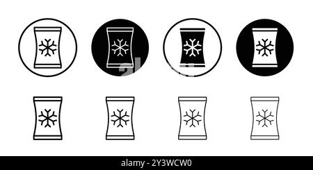 Gefrorene Lebensmittelbeutel Symbol Logo Vektor Umriss in schwarz-weiß Farbe Stock Vektor