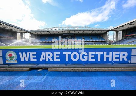 Ewood Park, Blackburn, Großbritannien. September 2024. EFL Championship Football, Blackburn Rovers gegen Bristol City; Signage im Ewood Park mit Blick auf die Mannschaftsdugouts Credit: Action Plus Sports/Alamy Live News Stockfoto