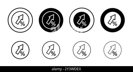 Vektorkontur des Symbols mit hoher Prozentzahl in Schwarz-weiß Stock Vektor