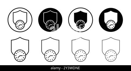 Langfristiger Schutz Symbol Logo Zeichen Vektorumriss in schwarz-weiß Farbe Stock Vektor