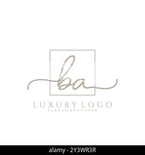 BA Initial Handschrift Logo Design Stock Vektor