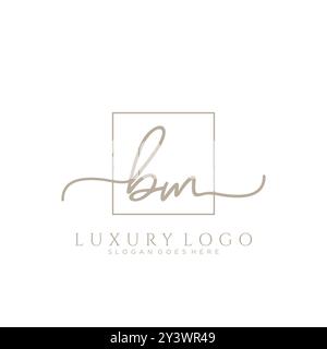 BM Initial Handschrift Logo Design Stock Vektor