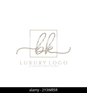 BK Initial Handschrift Logo Design Stock Vektor