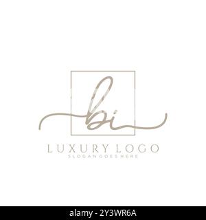 BI Initial Handschrift Logo Design Stock Vektor