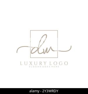 DW Initial Handschrift Logo Design Stock Vektor