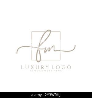 FM Initial Handschrift Logo Design Stock Vektor