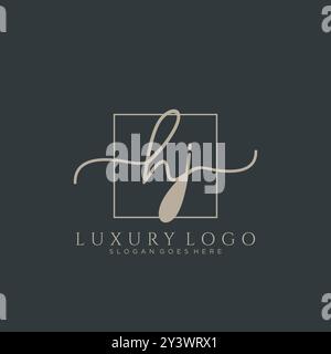 HJ Initial Handschrift Logo Design Stock Vektor