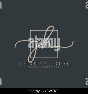 JH Initial Handschrift Logo Design Stock Vektor