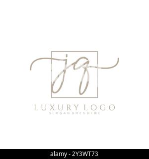 JQ Initial Handschrift Logo Design Stock Vektor