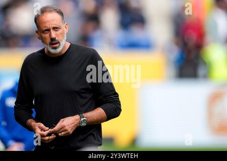 Sinsheim, Deutschland. September 2024. Pellegrino Matarazzo (Rino, Trainer, Cheftrainer, Hoffenheim), Einzelbild, Einzelfoto, Aktion, 14.09.2024, Sinsheim (Deutschland), FUSSBALL, BUNDESLIGA, TSG 1899 HOFFENHEIM - BAYER 04 LEVERKUSEN, DFB/DFL-VORSCHRIFTEN VERBIETEN DIE VERWENDUNG VON FOTOGRAFIEN ALS BILDSEQUENZEN UND/ODER QUASI-VIDEO. Quelle: dpa/Alamy Live News Stockfoto