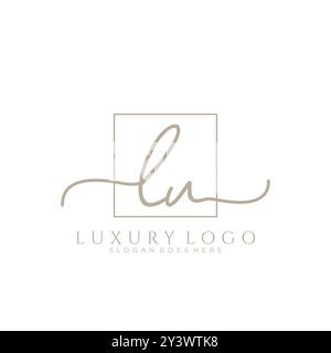 LU Initial Handschrift Logo Design Stock Vektor