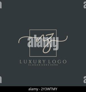 NZ Initial Handschrift Logo Design Stock Vektor