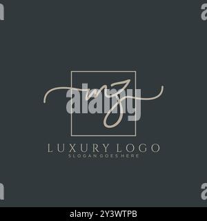 MZ Initial Handschrift Logo Design Stock Vektor