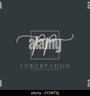 PP Initial Handschrift Logo Design Stock Vektor