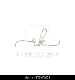 RK anfängliche Handschrift Logo Design Stock Vektor