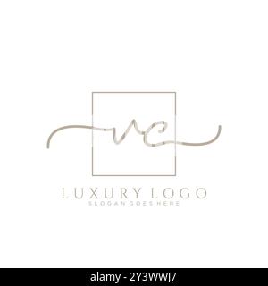 VC erste Handschrift Logo Design Stock Vektor