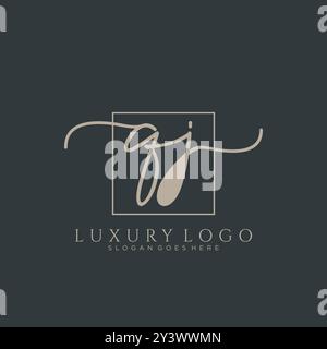 QJ Initial Handschrift Logo Design Stock Vektor