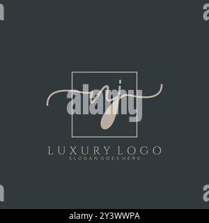 NJ Initial Handschrift Logo Design Stock Vektor