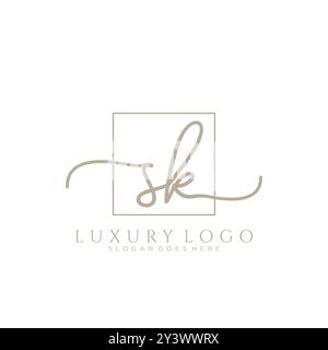 SK Initial Handschrift Logo Design Stock Vektor