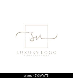 SU Initial Handschrift Logo Design Stock Vektor