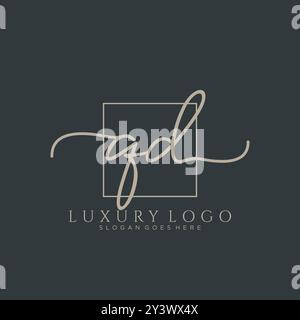 QD Initial Handschrift Logo Design Stock Vektor