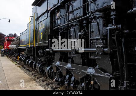 Shay Lokomotive „Tollie“, ein Getriebemotor, der für steile Hügel und scharfe Kurven entwickelt wurde, wird in Shelton im US-Bundesstaat Washington ausgestellt Stockfoto