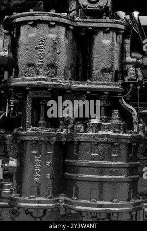 Detail der Shay-Lokomotive „Tollie“, einem Getriebemotor für steile Hügel und scharfe Kurven, in Shelton, Washington State, USA Stockfoto