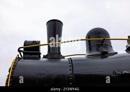 Detail der Shay-Lokomotive „Tollie“, einem Getriebemotor für steile Hügel und scharfe Kurven, in Shelton, Washington State, USA Stockfoto