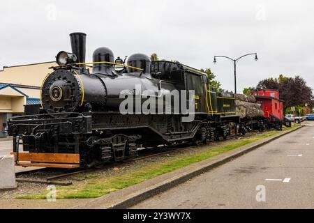 Shay Lokomotive „Tollie“, ein Getriebemotor, der für steile Hügel und scharfe Kurven entwickelt wurde, wird in Shelton im US-Bundesstaat Washington ausgestellt Stockfoto