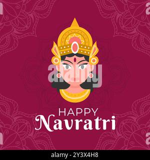 Fröhliche Navratri-Festival-Illustration in flachem Design Stock Vektor