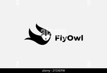 Logo Owl Fly Minimal Concept. Einfach, minimalistisch und modern. Bearbeitbare Datei Stock Vektor