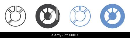 Donut-Diagramm-Symbol Vektorsymbol oder Zeichensatz-Sammlung in Schwarzweiß-Umrandung Stock Vektor