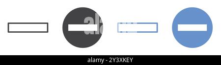 Minussymbol Sammlung von Vektorsymbolen oder Zeichensätzen in Schwarzweiß-Umrandung Stock Vektor
