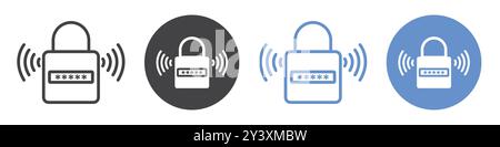 Smart Lock Symbol Vektorsymbol oder Zeichensatz Sammlung in Schwarzweiß-Umrandung Stock Vektor