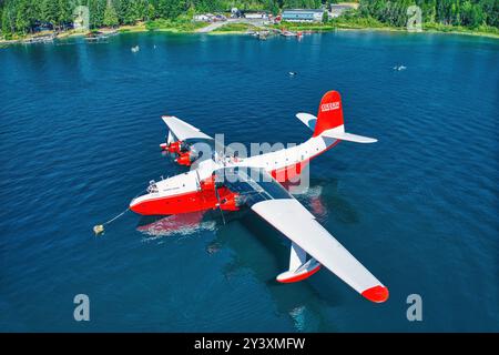 Kanada, Sproat Lake 10. August 2024: Letzter Flug des Martin-Mars-Bombers von Coulson Aviation Stockfoto