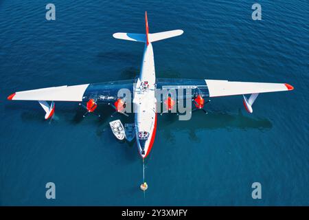 Kanada, Sproat Lake 10. August 2024: Letzter Flug des Martin-Mars-Bombers von Coulson Aviation Stockfoto