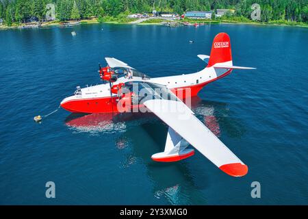 Kanada, Sproat Lake 10. August 2024: Letzter Flug des Martin-Mars-Bombers von Coulson Aviation Stockfoto