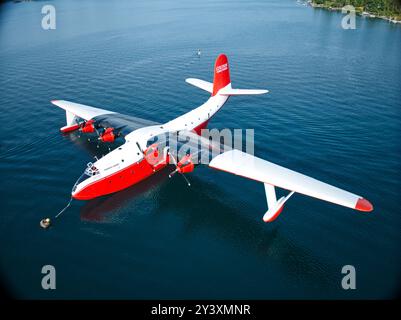 Kanada, Sproat Lake 10. August 2024: Letzter Flug des Martin-Mars-Bombers von Coulson Aviation Stockfoto