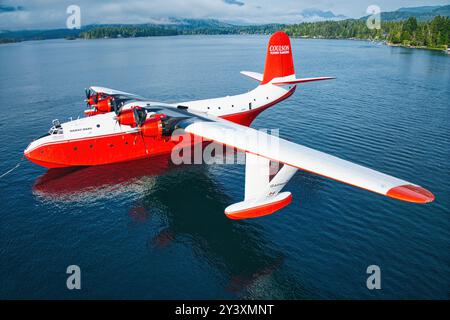 Kanada, Sproat Lake 10. August 2024: Letzter Flug des Martin-Mars-Bombers von Coulson Aviation Stockfoto