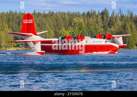 Kanada, Sproat Lake 10. August 2024: Letzter Flug des Martin-Mars-Bombers von Coulson Aviation Stockfoto