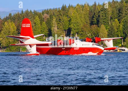 Kanada, Sproat Lake 10. August 2024: Letzter Flug des Martin-Mars-Bombers von Coulson Aviation Stockfoto