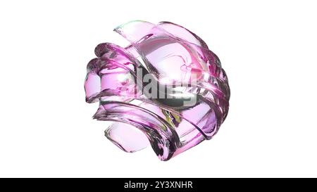 Abstraktes 3D-Objekt aus violettem Glas 3D-Rendering Stockfoto